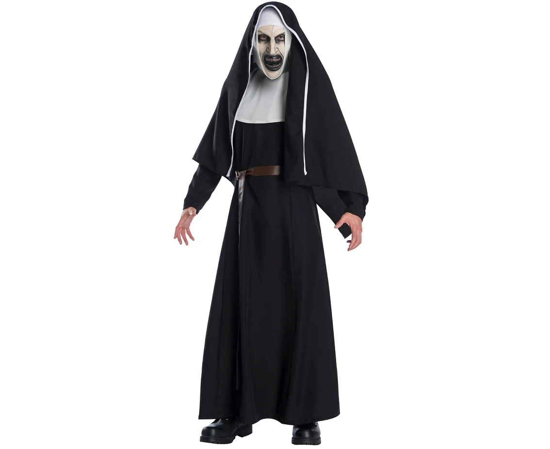 Includes: The Nun dress, habit, mask and belt